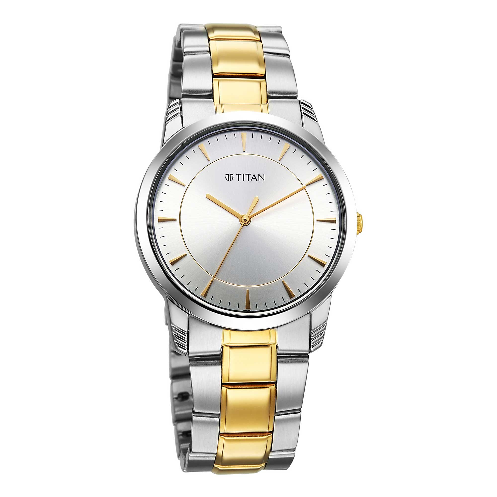 Titan Silver Dial Two Toned Stainless Steel Strap Analog Watch for Men