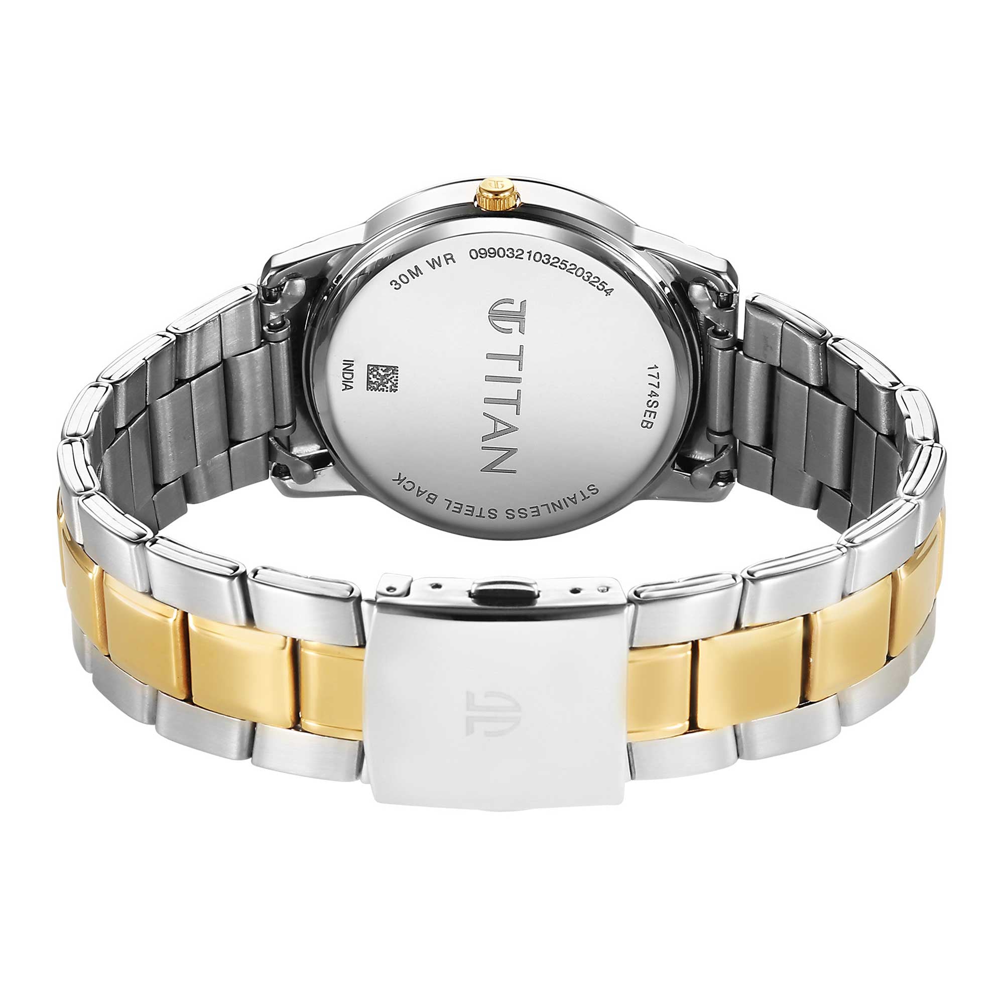 Titan Silver Dial Two Toned Stainless Steel Strap Analog Watch for Men