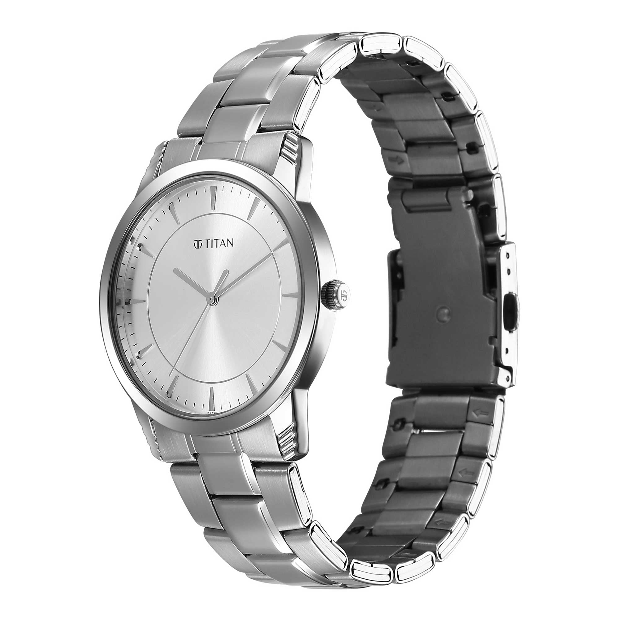 Titan Karishma Silver Dial Metal Strap Analog Watch for Men