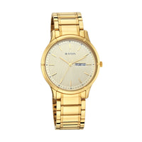 Titan Gold Dial Metal Strap Analog with Day and Date Watch for Men