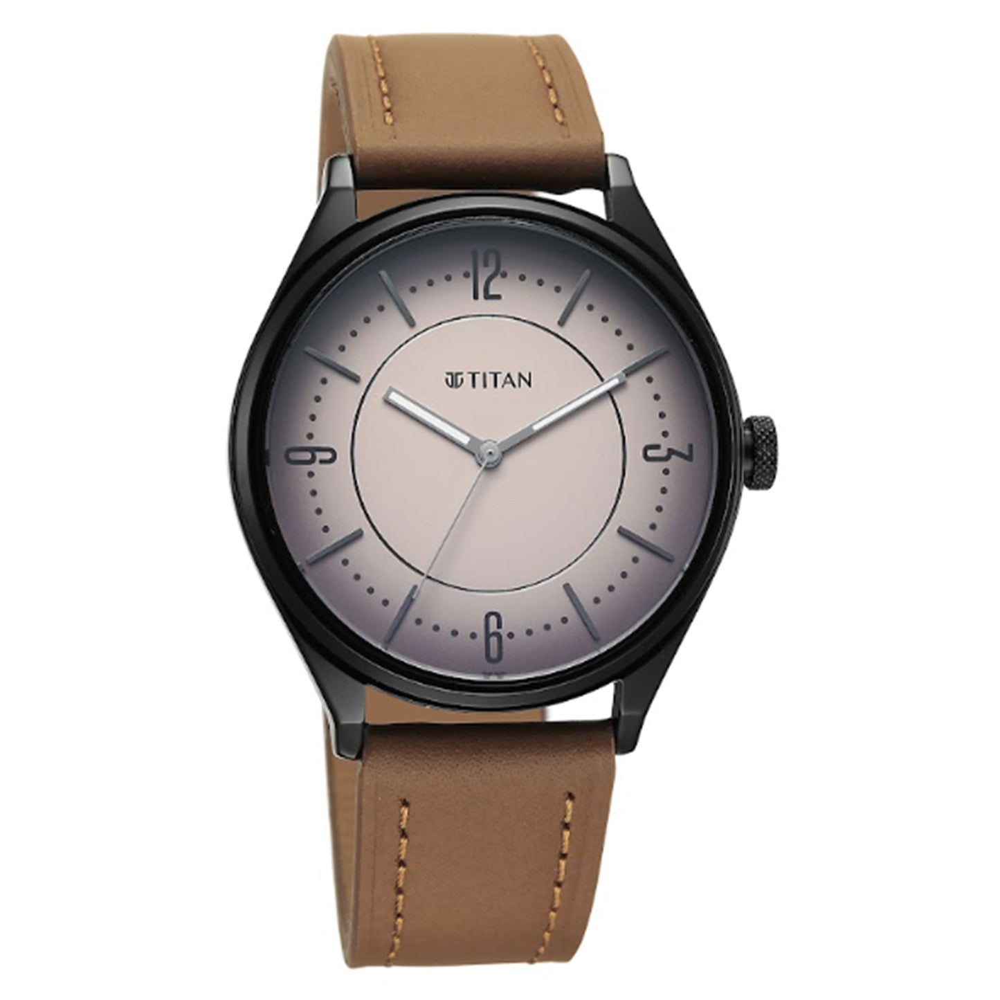 Titan Neo Economy V Brown Round Dial Leather Strap Watch For Men