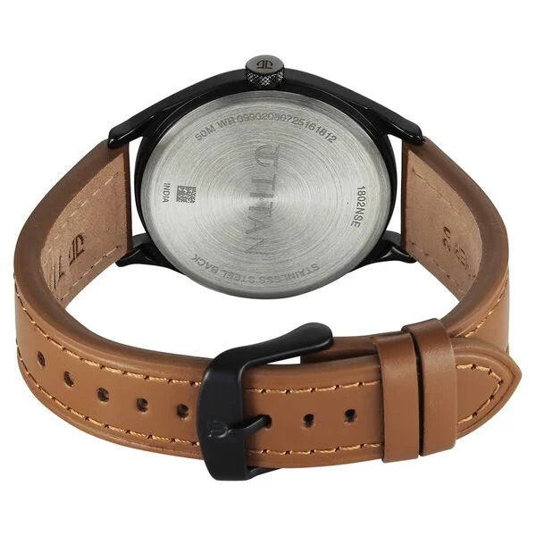 Titan Workwear Brown Dial Leather Strap Analog Watch for Men