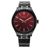 Titan Brown Dial Black Stainless Steel Strap Analog Watch for Men