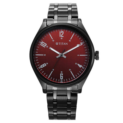 Titan Brown Dial Black Stainless Steel Strap Analog Watch for Men