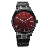 Titan Brown Dial Black Stainless Steel Strap Analog Watch for Men