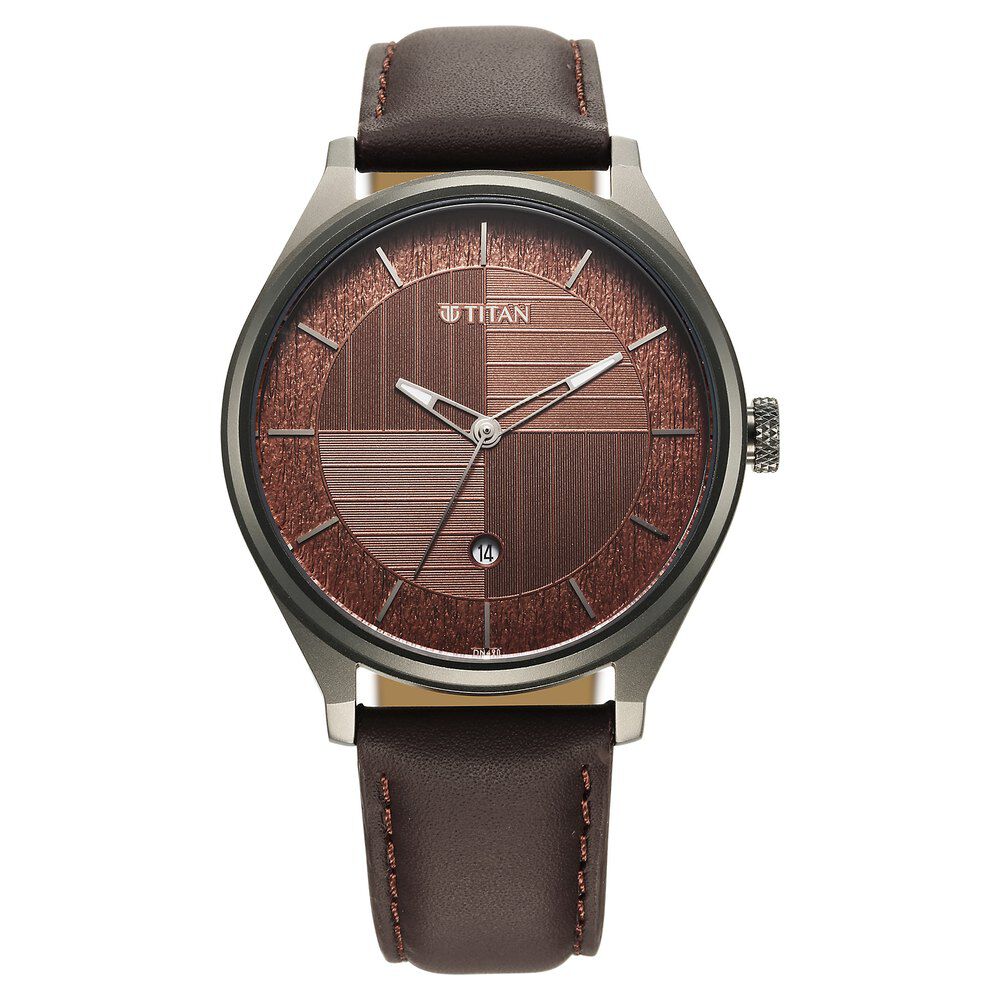 Titan Neo Economy IV Strap Material Leather Dial Colour Brown 1802QL02
