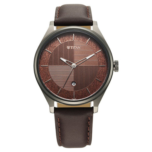 Titan Neo Economy IV Strap Material Leather Dial Colour Brown 1802QL02