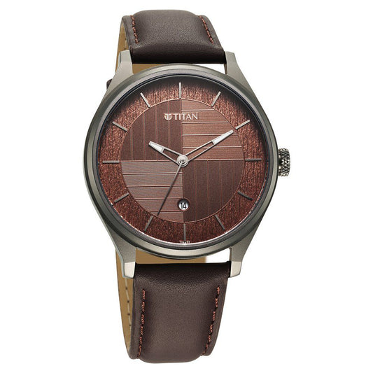 Titan Neo Economy IV Strap Material Leather Dial Colour Brown 1802QL02