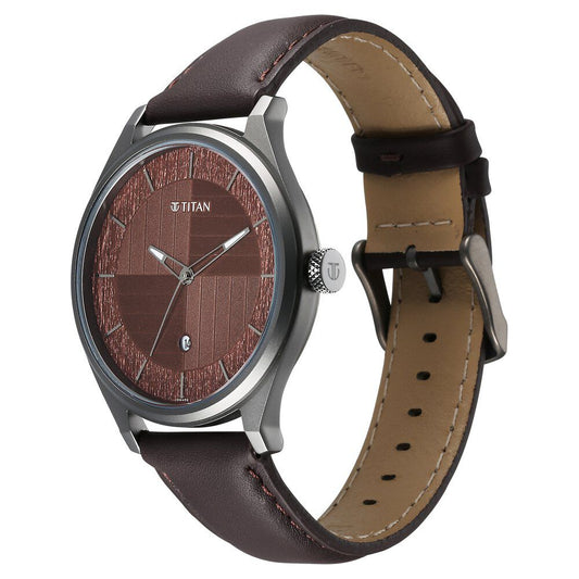 Titan Neo Economy IV Strap Material Leather Dial Colour Brown 1802QL02