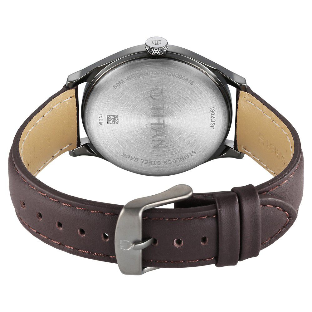 Titan Neo Economy IV Strap Material Leather Dial Colour Brown 1802QL02