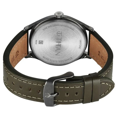 Titan Neo Economy V Green Round Dial Leather Strap Watch For Men