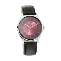 Titan Workwear Maroon Dial Black Leather Strap Analog Watch for Men