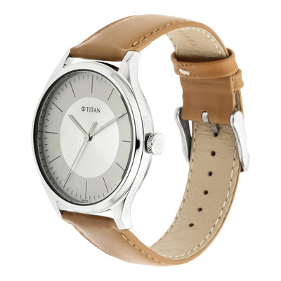 Titan Men's Urban Edge Lustrous White Dial Leather Watch