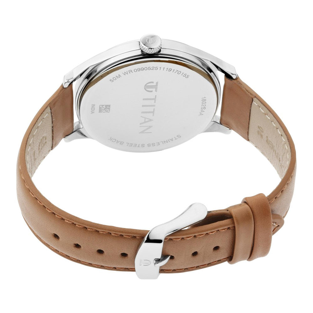 Titan Men's Urban Edge Lustrous White Dial Leather Watch
