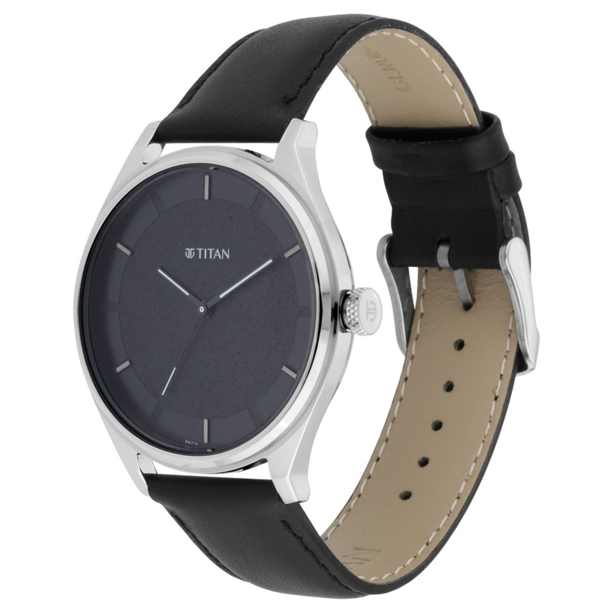Titan Workwear Quartz Analog Black Dial Black Leather Strap Watch For Men