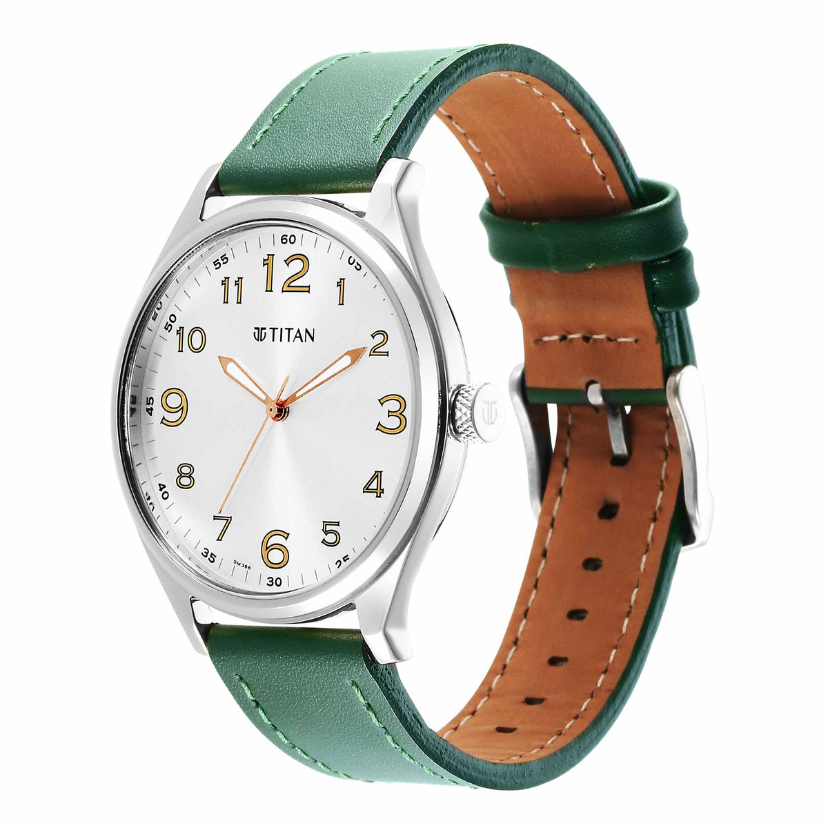 Titan Urban Analog Silver White Dial Leather Strap Watch for Men