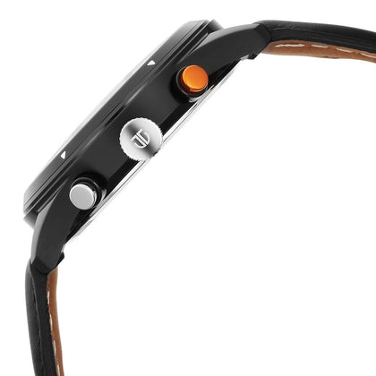 Titan Octane Quartz Multifunction Black Dial With Black Leather Strap Watch For Men