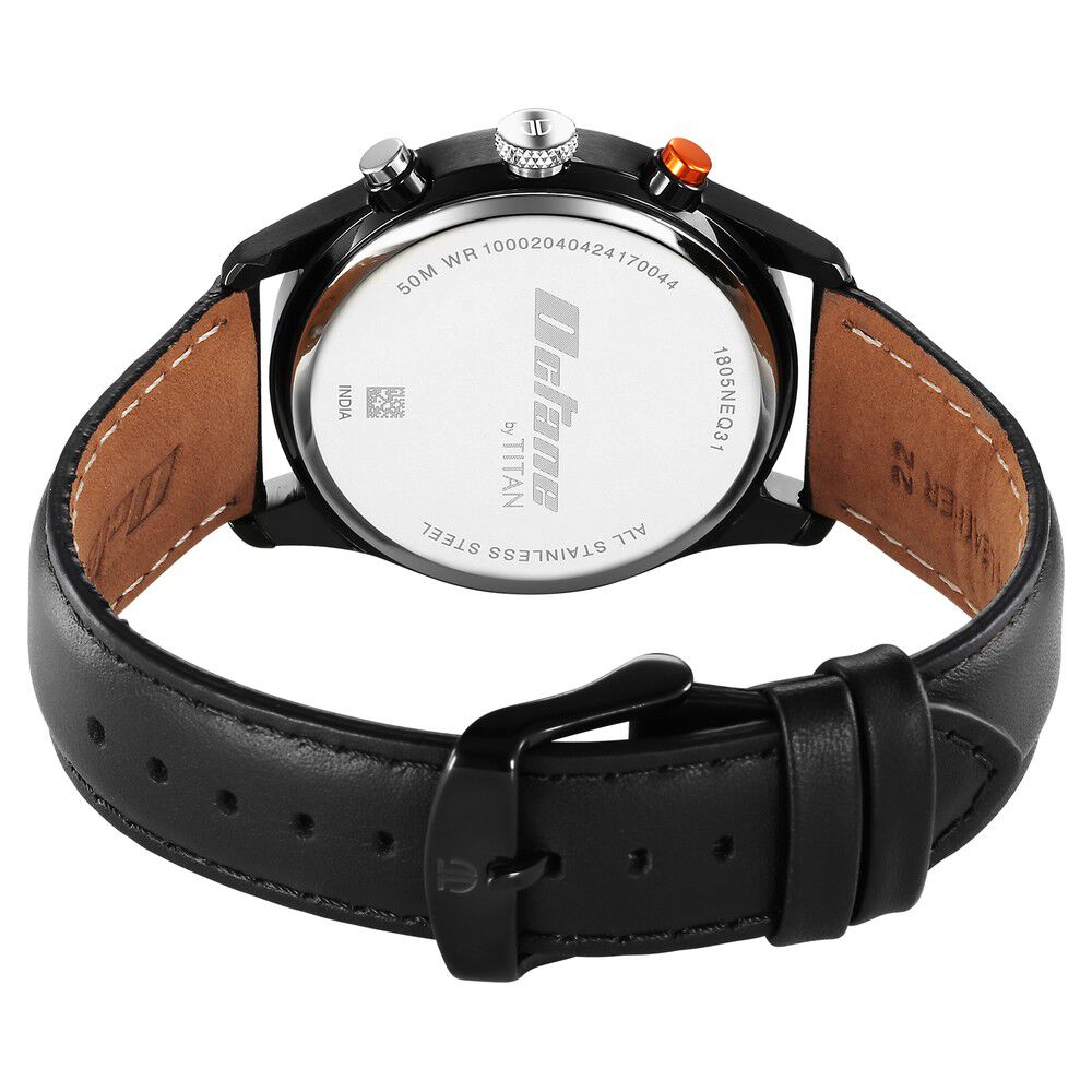 Titan Octane Quartz Multifunction Black Dial With Black Leather Strap Watch For Men