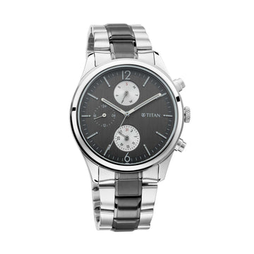 Titan Men's Metropolitan Charm: Men's Multifunctional Anthra Watch with Metallic Accents
