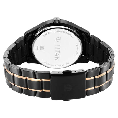 Titan Black Dial Two Toned Stainless Steel Strap Analog Watch for Men