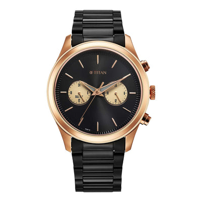 Titan Men Stainless Steel Round Shape Watches(1805KM12)