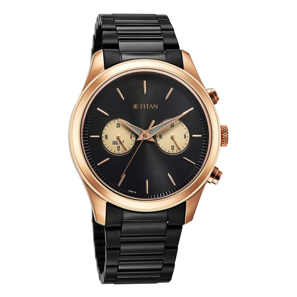 Titan Men Stainless Steel Round Shape Watches(1805KM12)