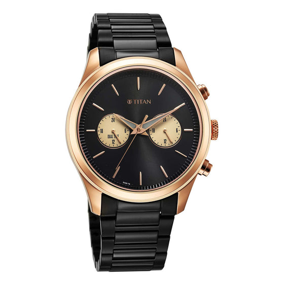 Titan Men Stainless Steel Round Shape Watches(1805KM12)