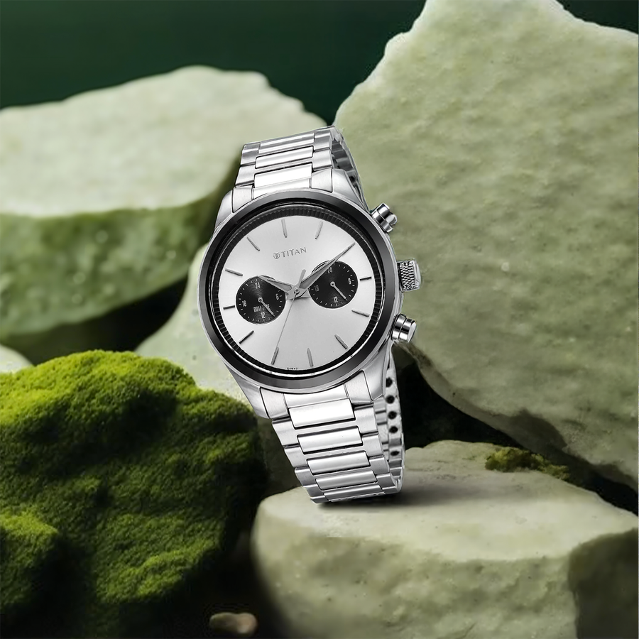 Titan Men Stainless Steel Round Shape Watches(1805KM13)