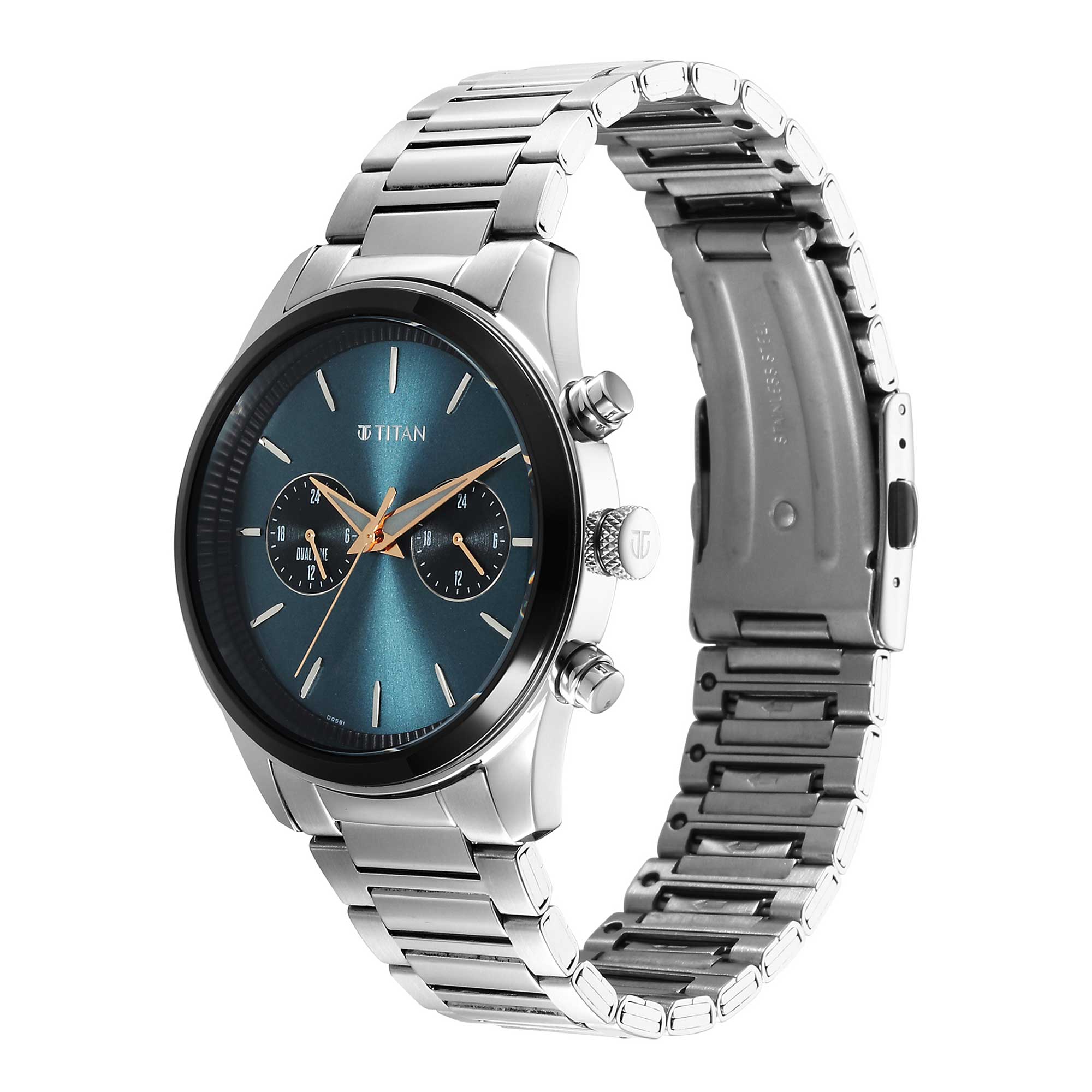 Titan Men Stainless Steel Round Shape Watches(1805KM14)