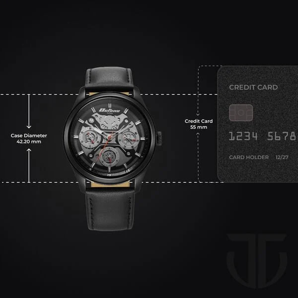 Titan Octane Black Dial Leather Strap Multifunction Watch for Men