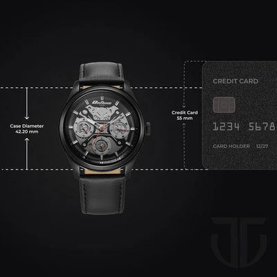 Titan Octane Black Dial Leather Strap Multifunction Watch for Men