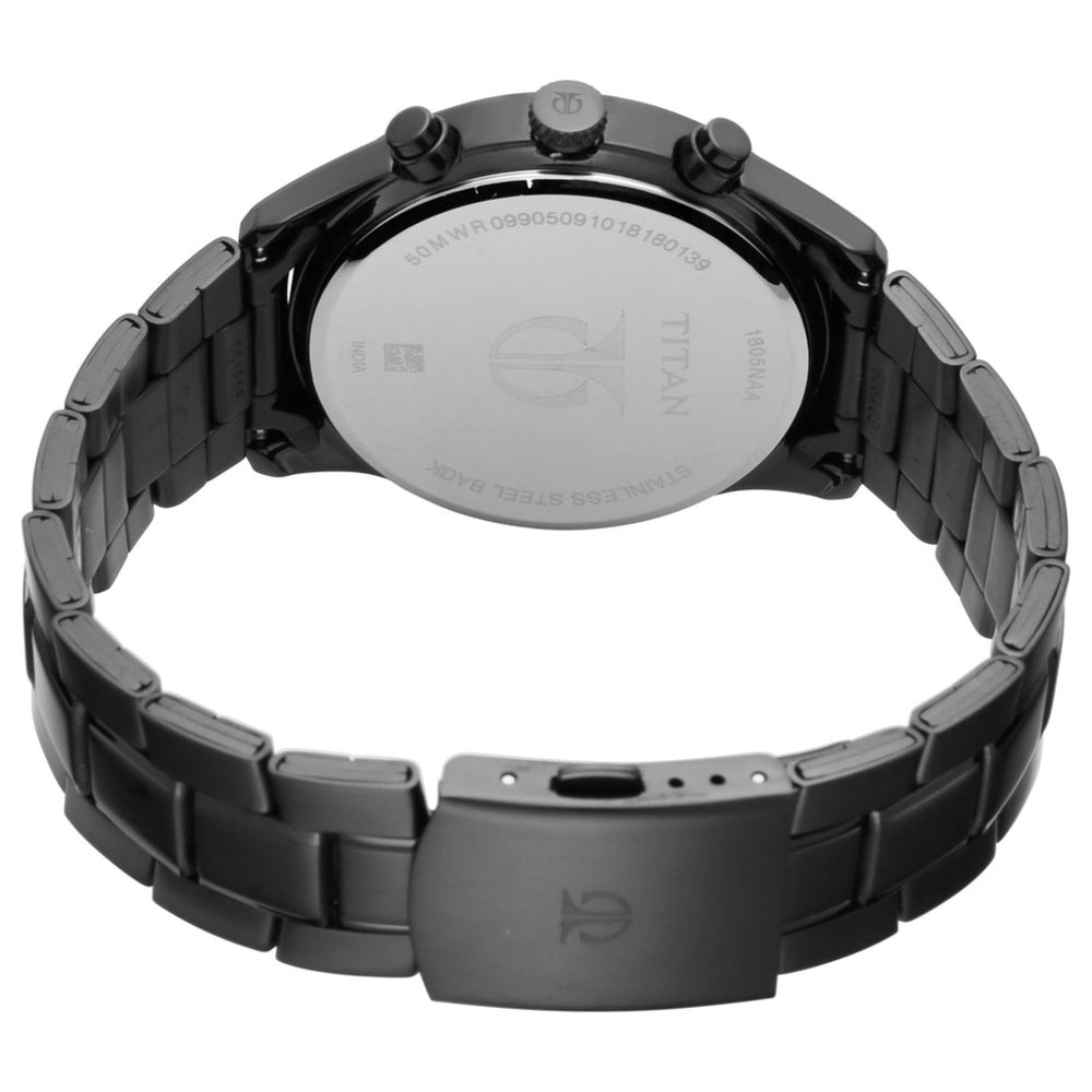Titan Workwear Multifunction Black Round Dial Black Metal Strap Watch For Men