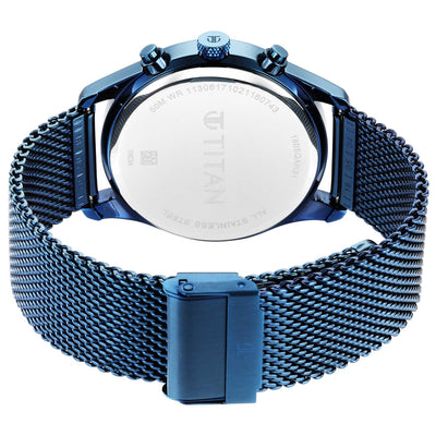 Titan Neo Splash Blue Dial Analog with Date Stainless Steel Strap watch for Men