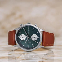 Titan Grey Dial Brown Leather Strap Analog with Day and Date Watch for Men