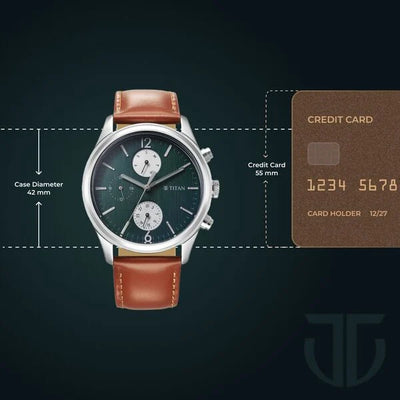 Titan Grey Dial Brown Leather Strap Analog with Day and Date Watch for Men