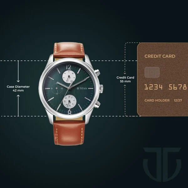 Titan Grey Dial Brown Leather Strap Analog with Day and Date Watch for Men