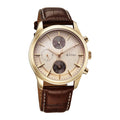 Titan Classique Cream Dial Brown Leather Strap Multifunction Watch for Men