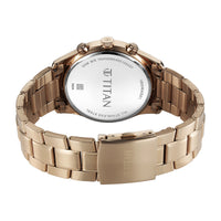 Titan Classique Cream Dial Gold Stainless Steel Strap Multifunction Watch for Men