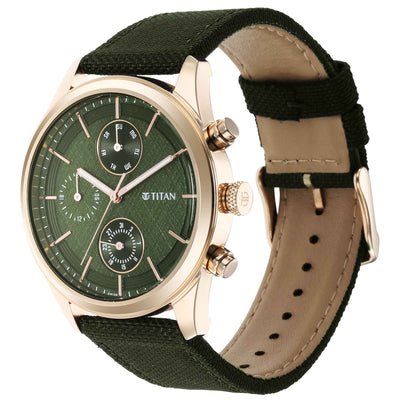 Titan Neo Splash Green Dial Quartz Analog with Date Fabric Strap watch for Men