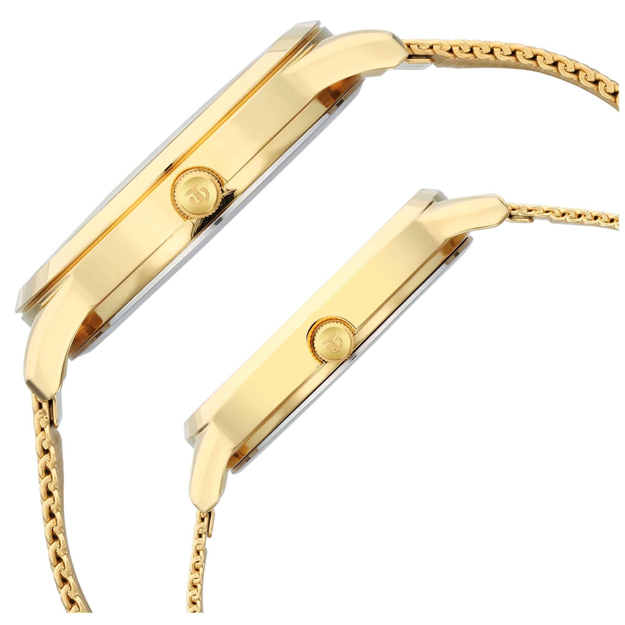 Titan Bandhan Champagne Dial Gold Stainless Steel Strap Analog Watch for Couple