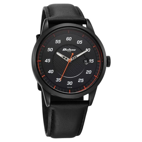 Titan Octane Quartz Analog with Date Black Dial With Black Leather Strap Watch For Men