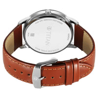 Titan Wrist Wit Quartz Analog with Date Blue Dial Leather Strap Watch for Men