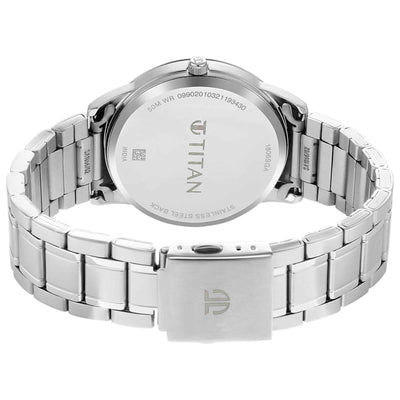 Titan White Dial Silver Metal Strap Analog with Date Watch for Men