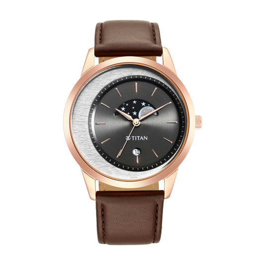 Titan Crescent Quartz Analog Leather Strap watch for Men
