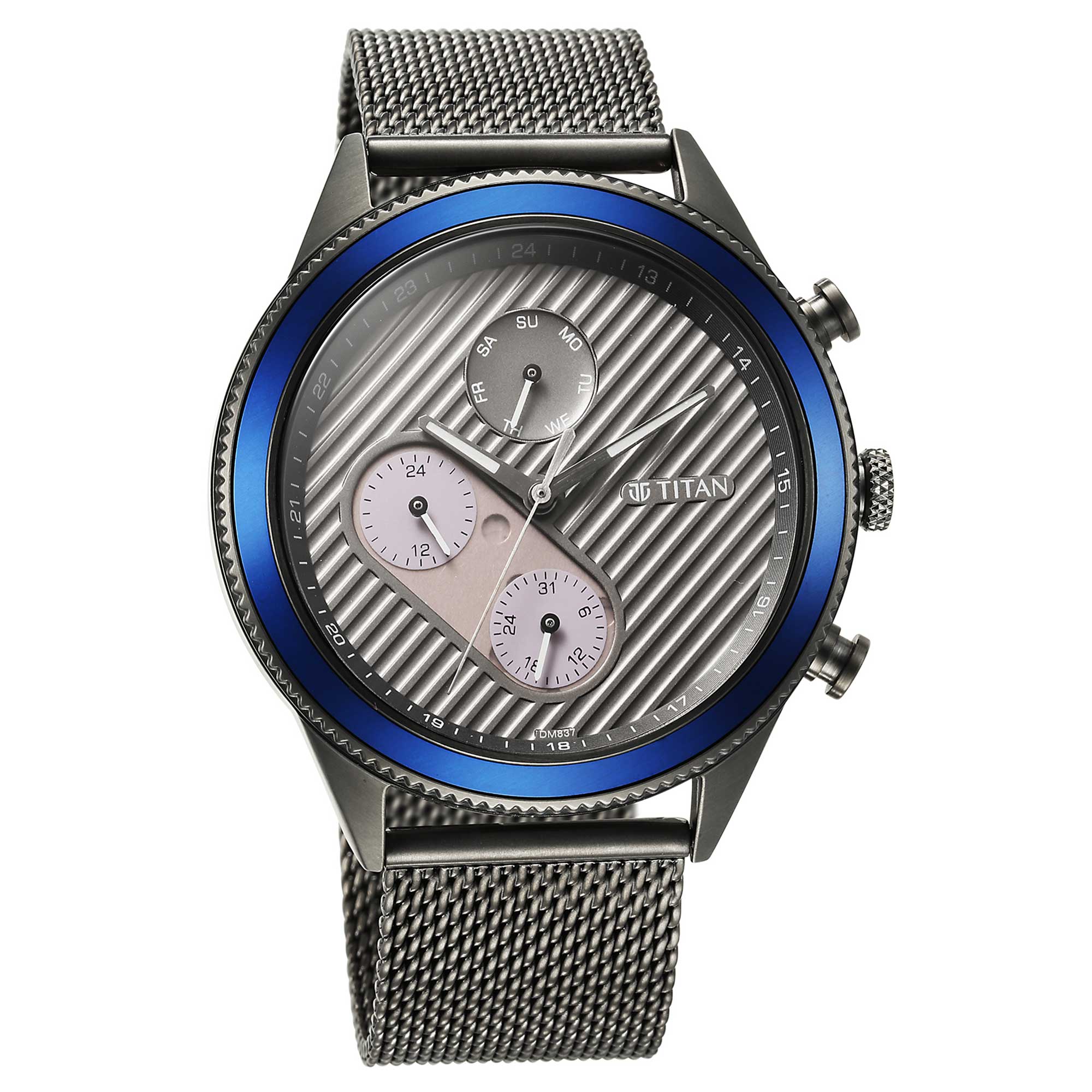 Titan Quartz Analog Anthracite Dial Stainless Steel Strap Watch for Men