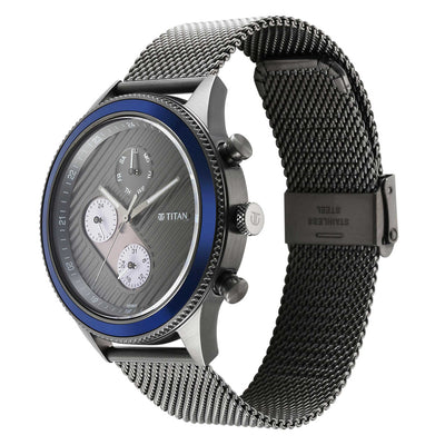 Titan Quartz Analog Anthracite Dial Stainless Steel Strap Watch for Men