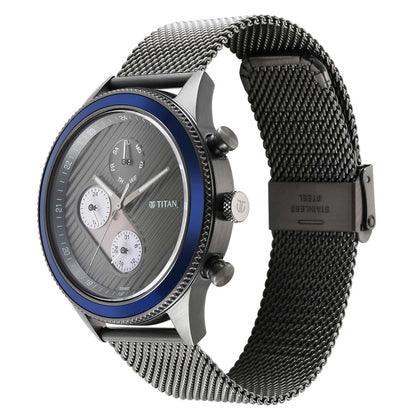 Titan Quartz Analog Anthracite Dial Stainless Steel Strap Watch for Men