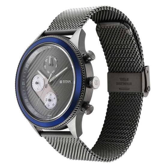 Titan Quartz Analog Anthracite Dial Stainless Steel Strap Watch for Men