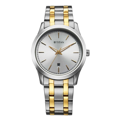 Titan Silver White Dial Alog Watch for Men (1823BM03)