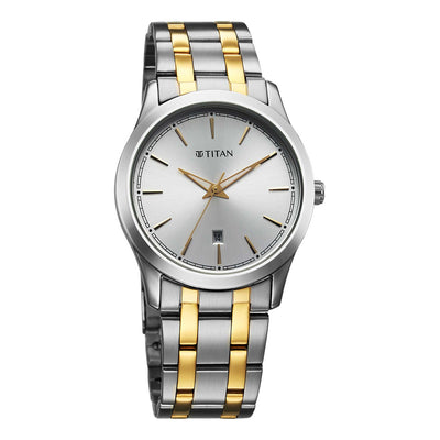 Titan Silver White Dial Alog Watch for Men